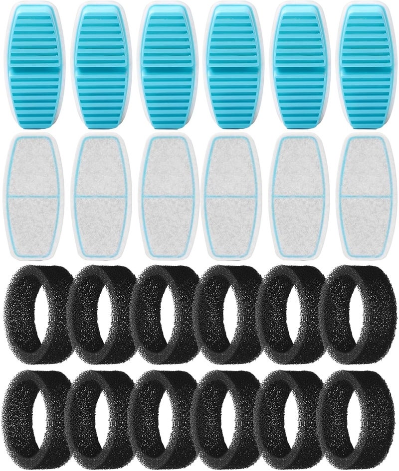 FOFNON Cat Fountain Replacement Filters: 24 Pet Fountain Filter for Cat Water Fountains - 6 Months Set of Pet Fountains Filter - Including12 Pieces Filters + 12 Pieces Sponges - Image 1